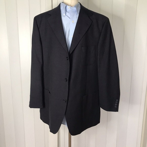 PETER HADLEY‎ Size 56 Dark Blue Wool/Flax Blazer Sport Coat Luxury Italy